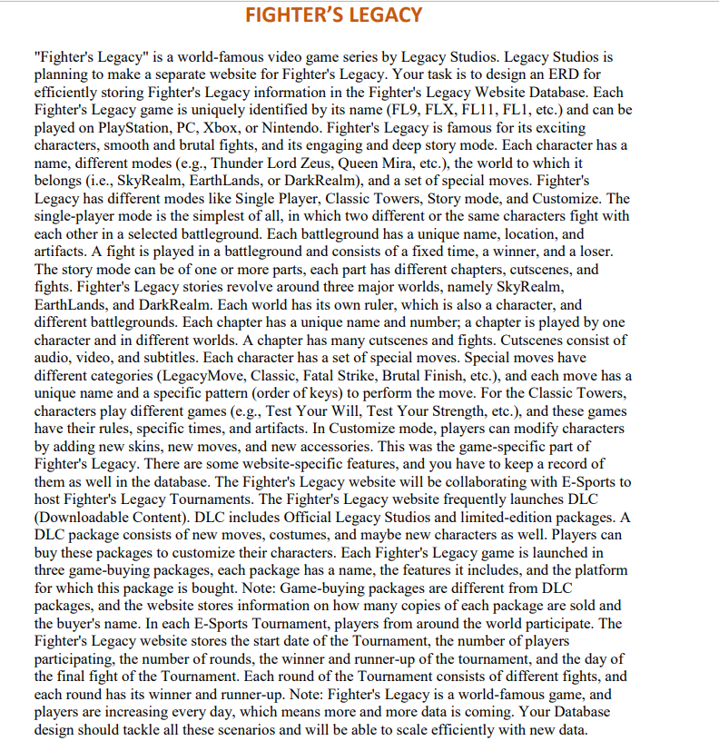 FORM AN ERD DIAGRAM DO NOT WRITE ANY CODE