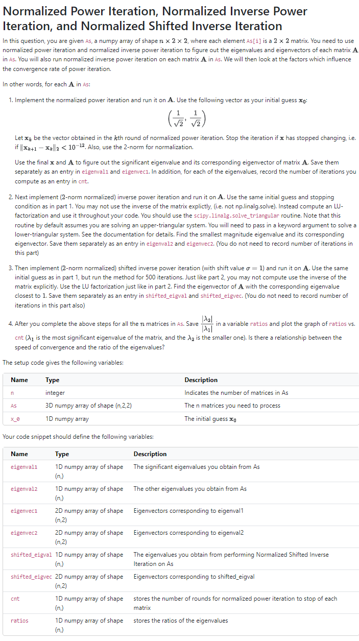 Solve this problem: The setup code gives the