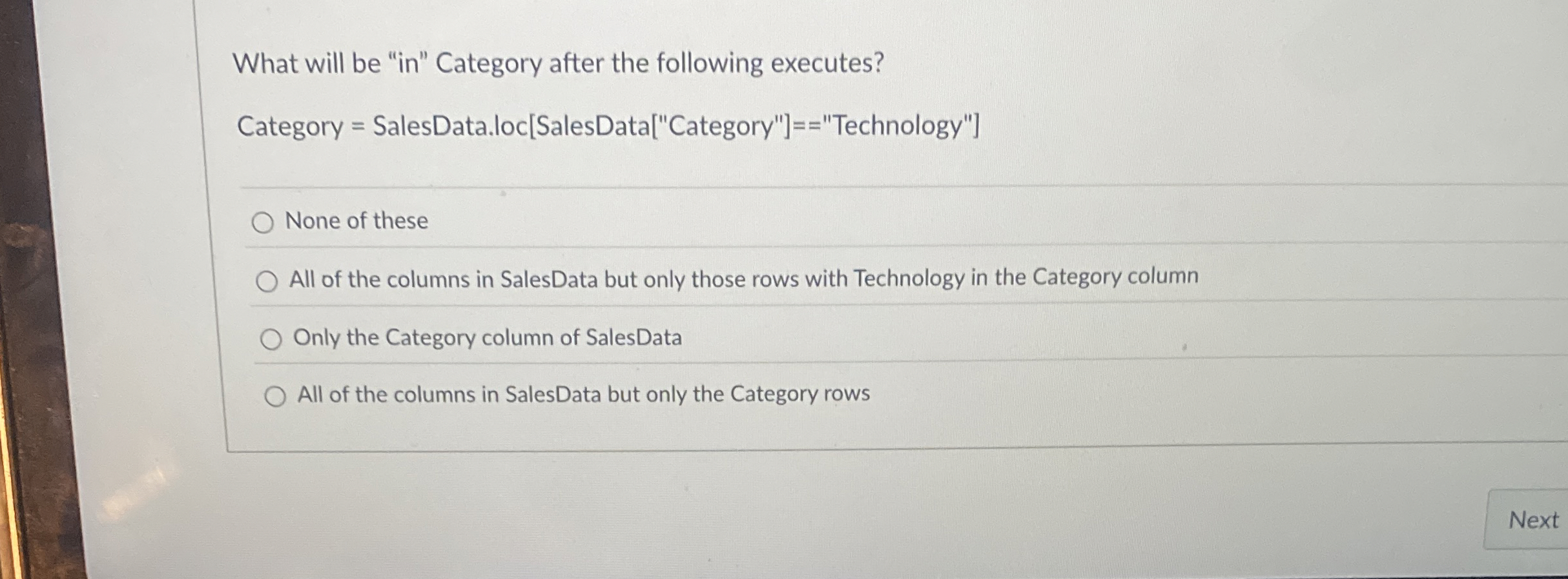 What will be " in " Category after the following