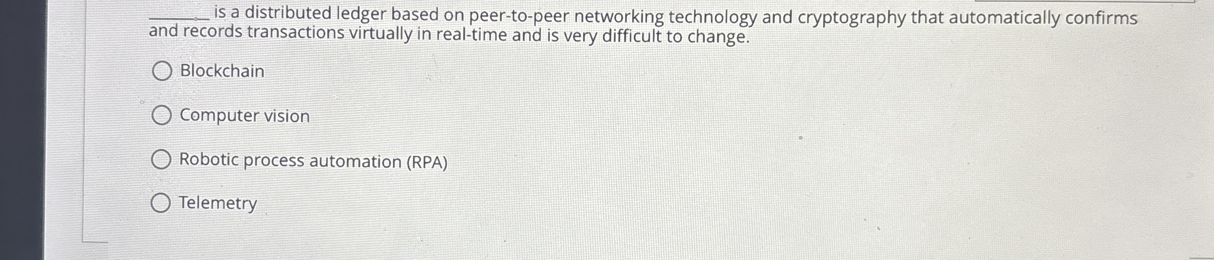 q , is a distributed ledger based on peer - to -