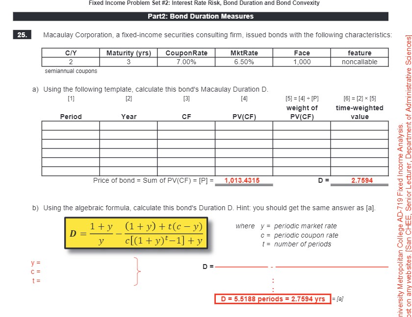 Fixed Income Problem Set #2: Interest Rate Risk,