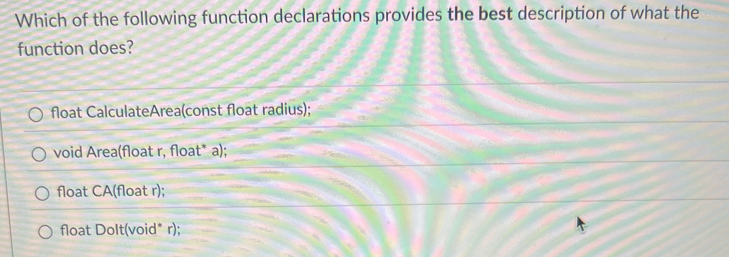 Which of the following function declarations