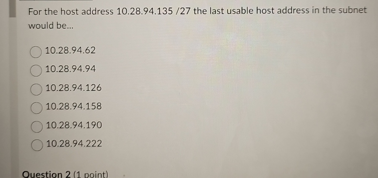 For the host address 1 0 . 2 8 . 9 4 . 1 3 5 2 7