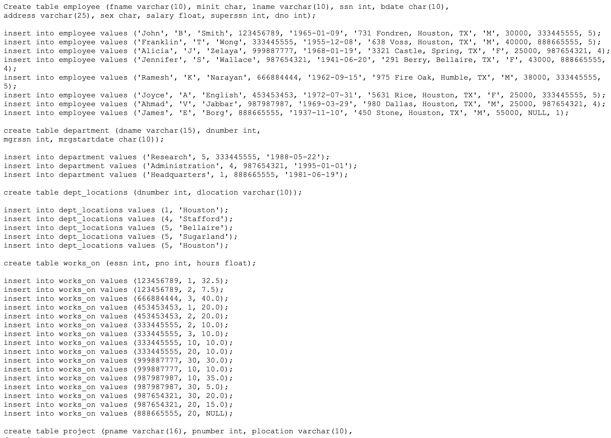 1 . For each employee working for the Research