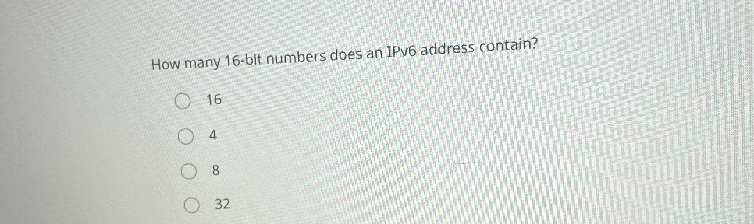 How many 1 6 - bit numbers does an IPv 6 address