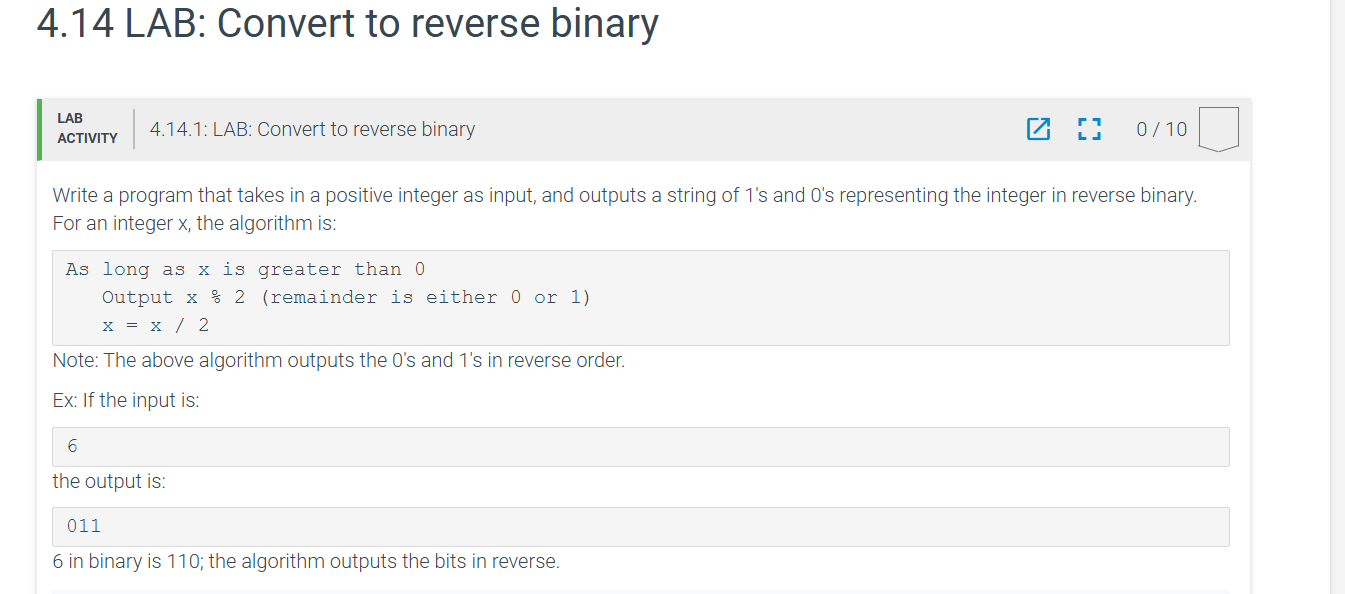ACTIVITY 4 . 1 4 . 1 : LAB: Convert to reverse