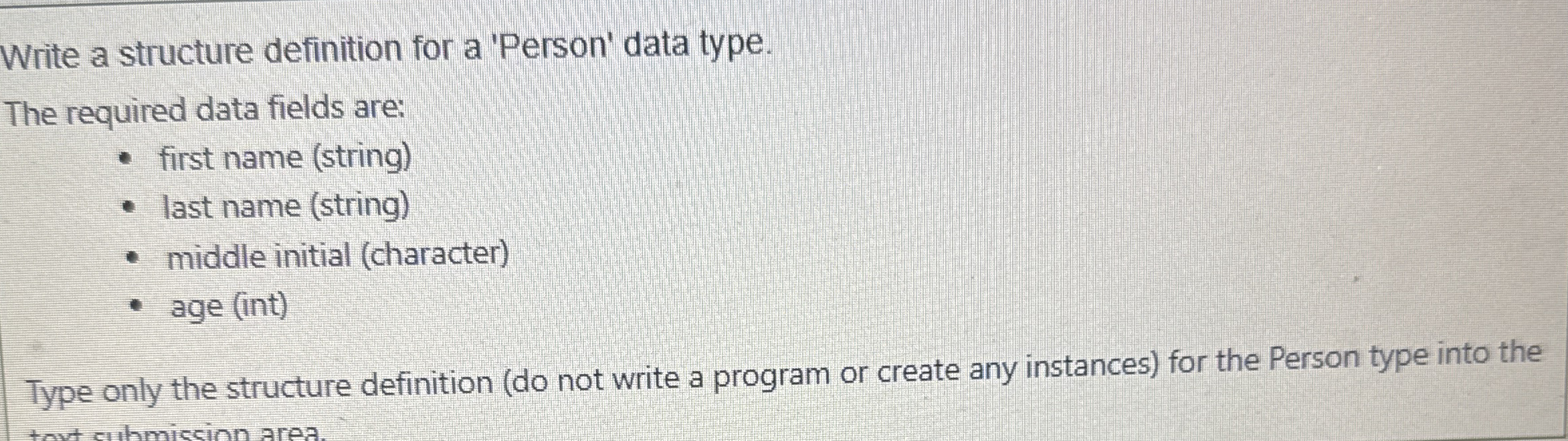 Write a structure definition for a 'Person' data