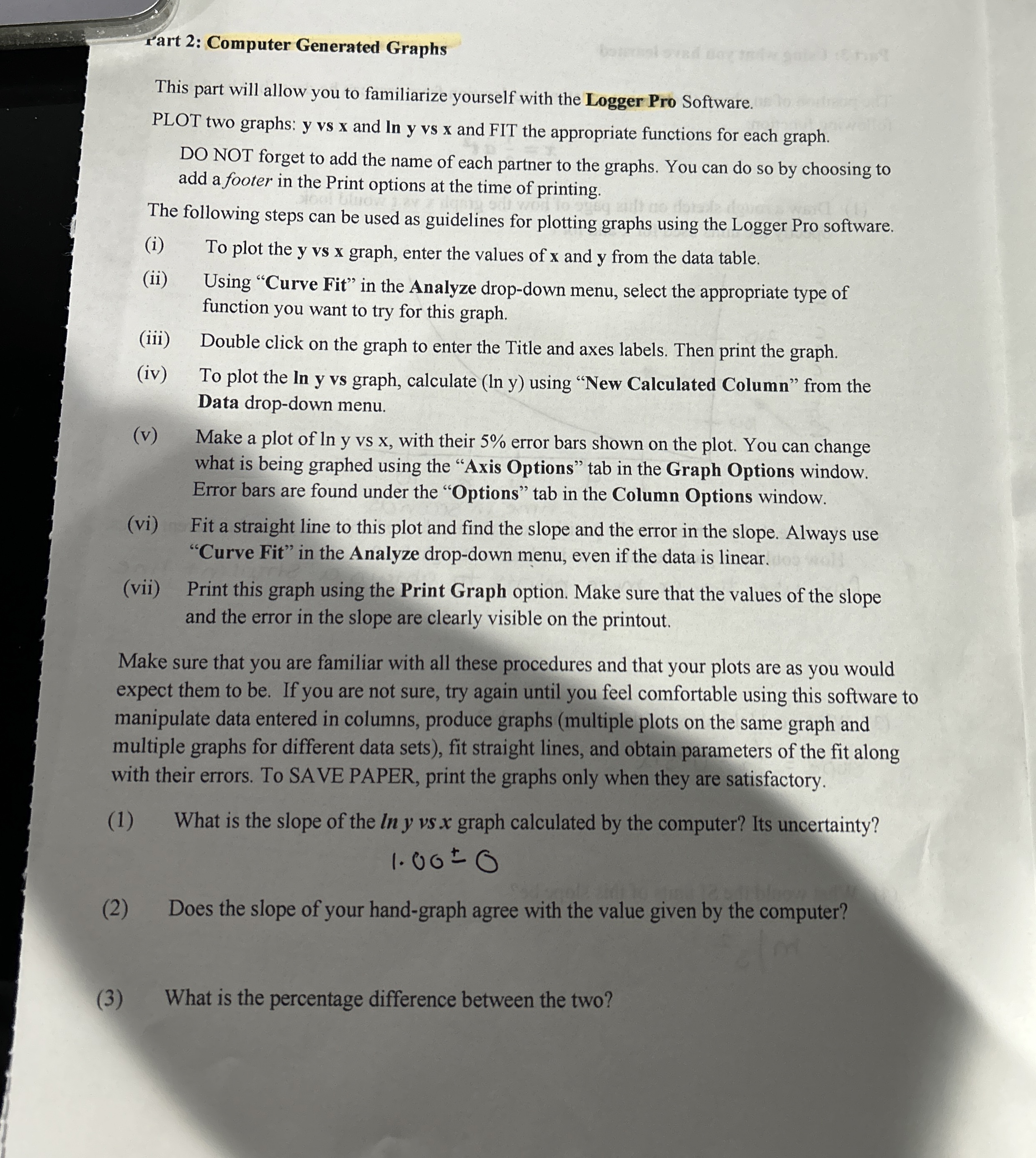 part 2 : Computer Generated Graphs This part will