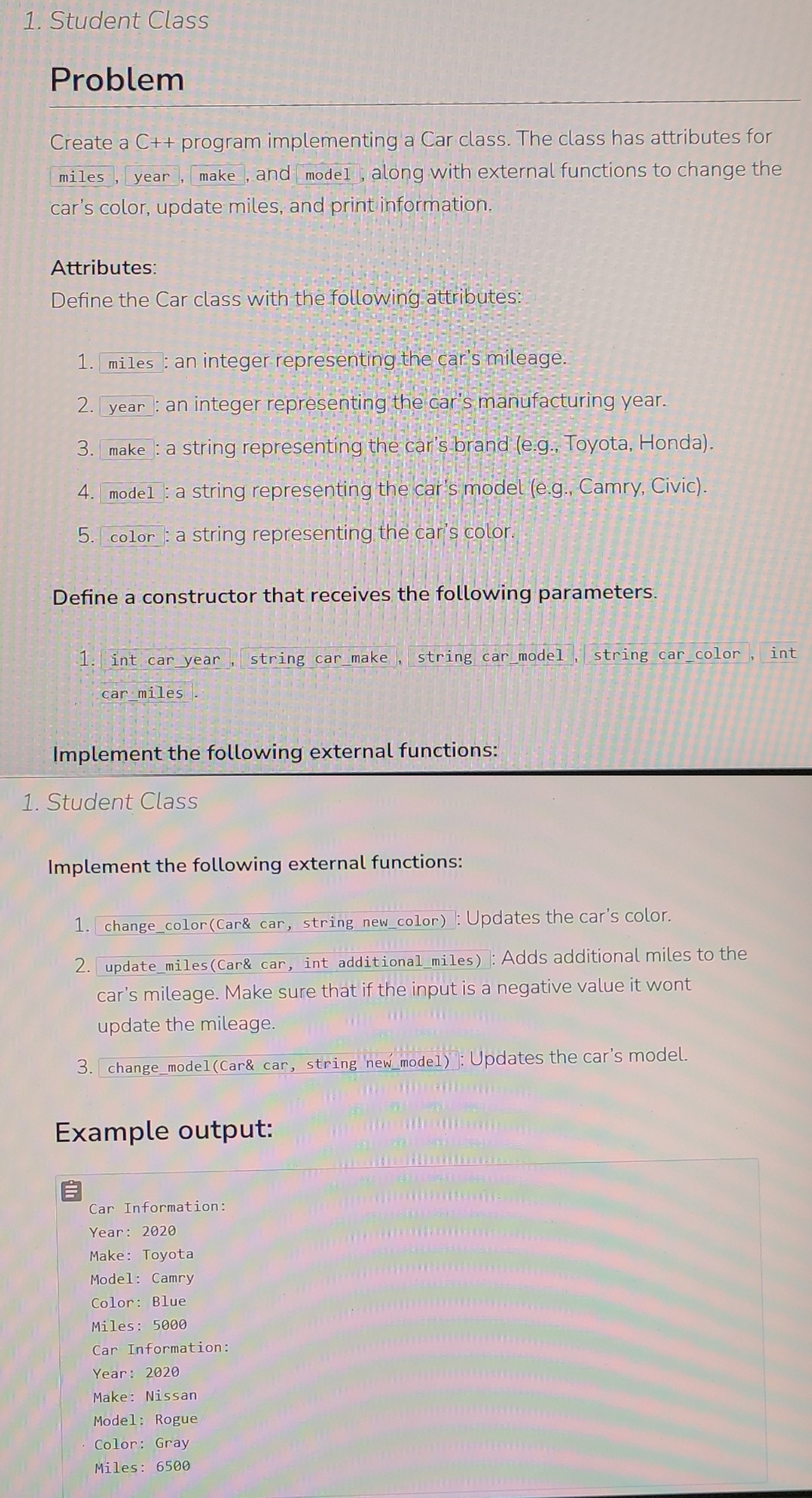 Student Class Problem Create a C + + program