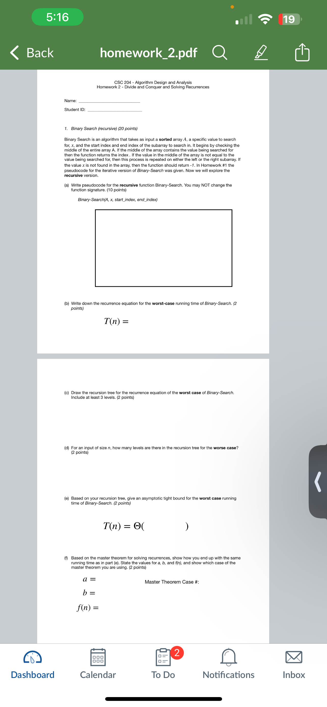 CSC 2 0 4 - Algorithm Design and Analysis