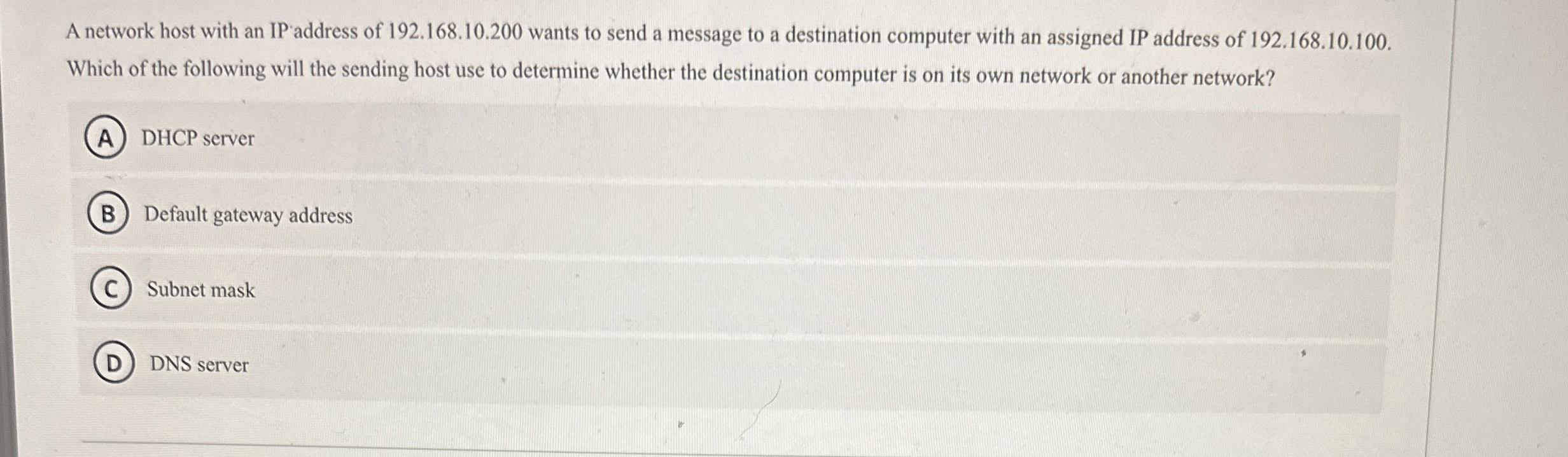 A network host with an IP address of 1 9 2 . 1 6