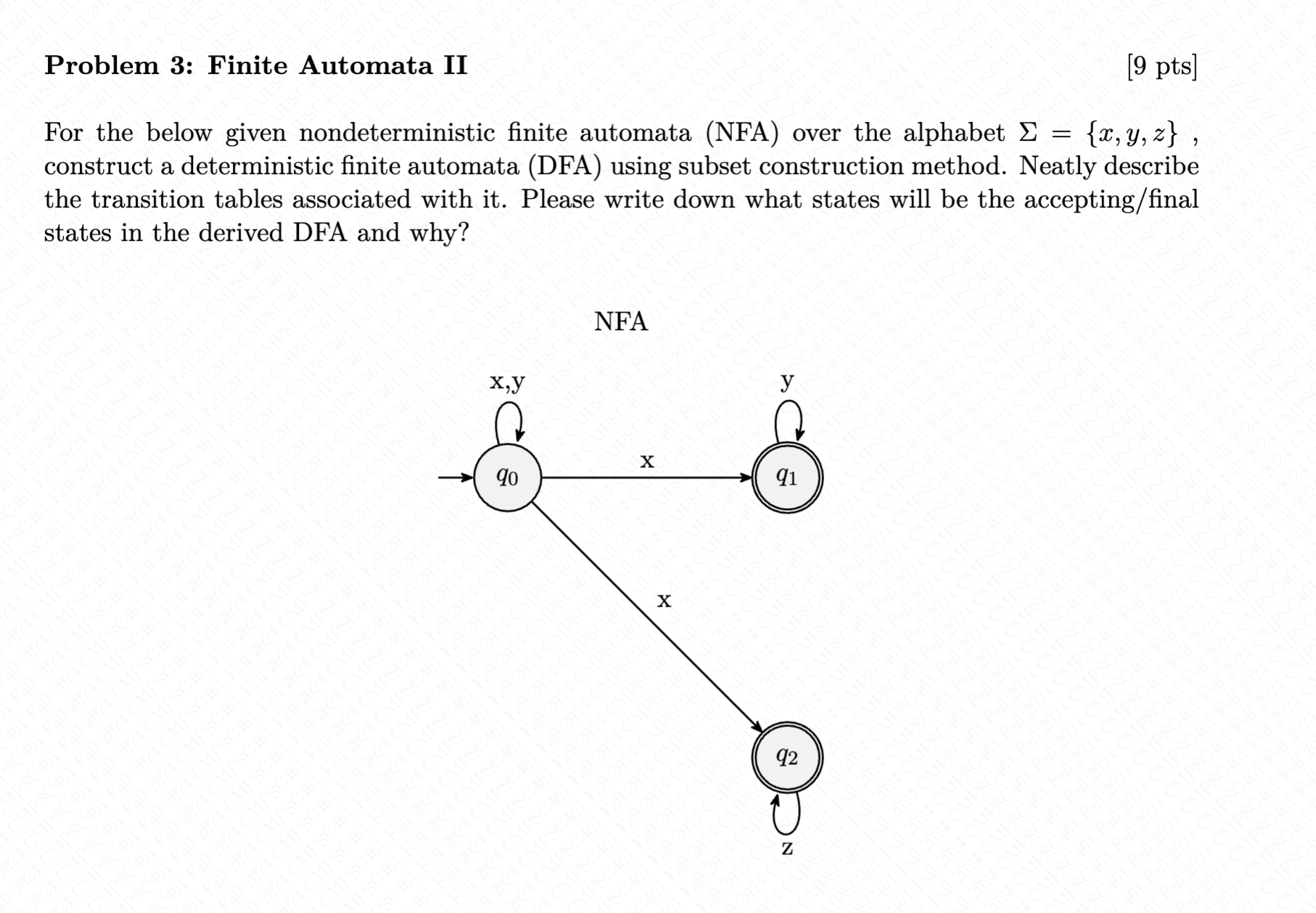 Problem 3 : Finite Automata II For the below