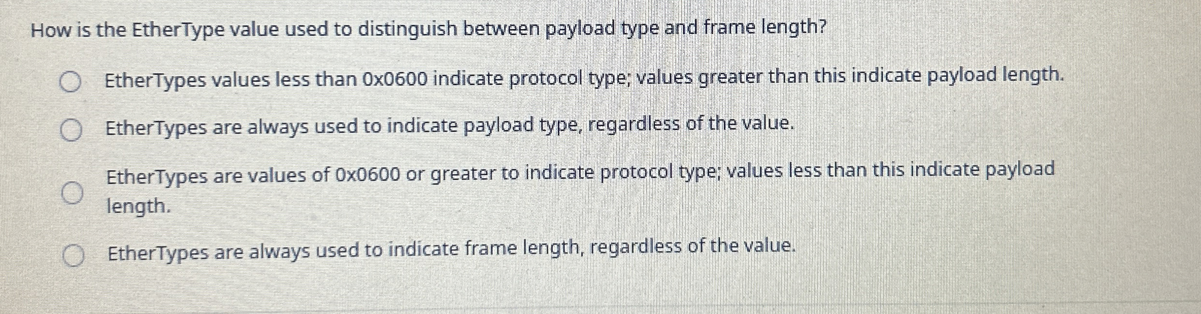 How is the EtherType value used to distinguish