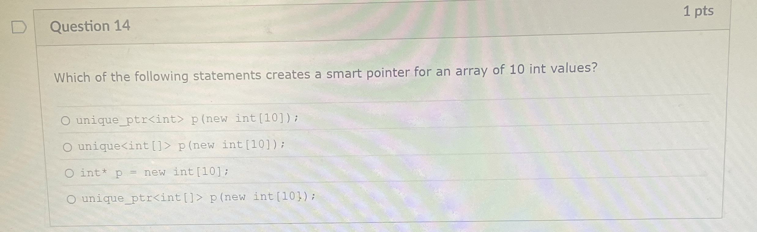 Question 1 4 Which of the following statements