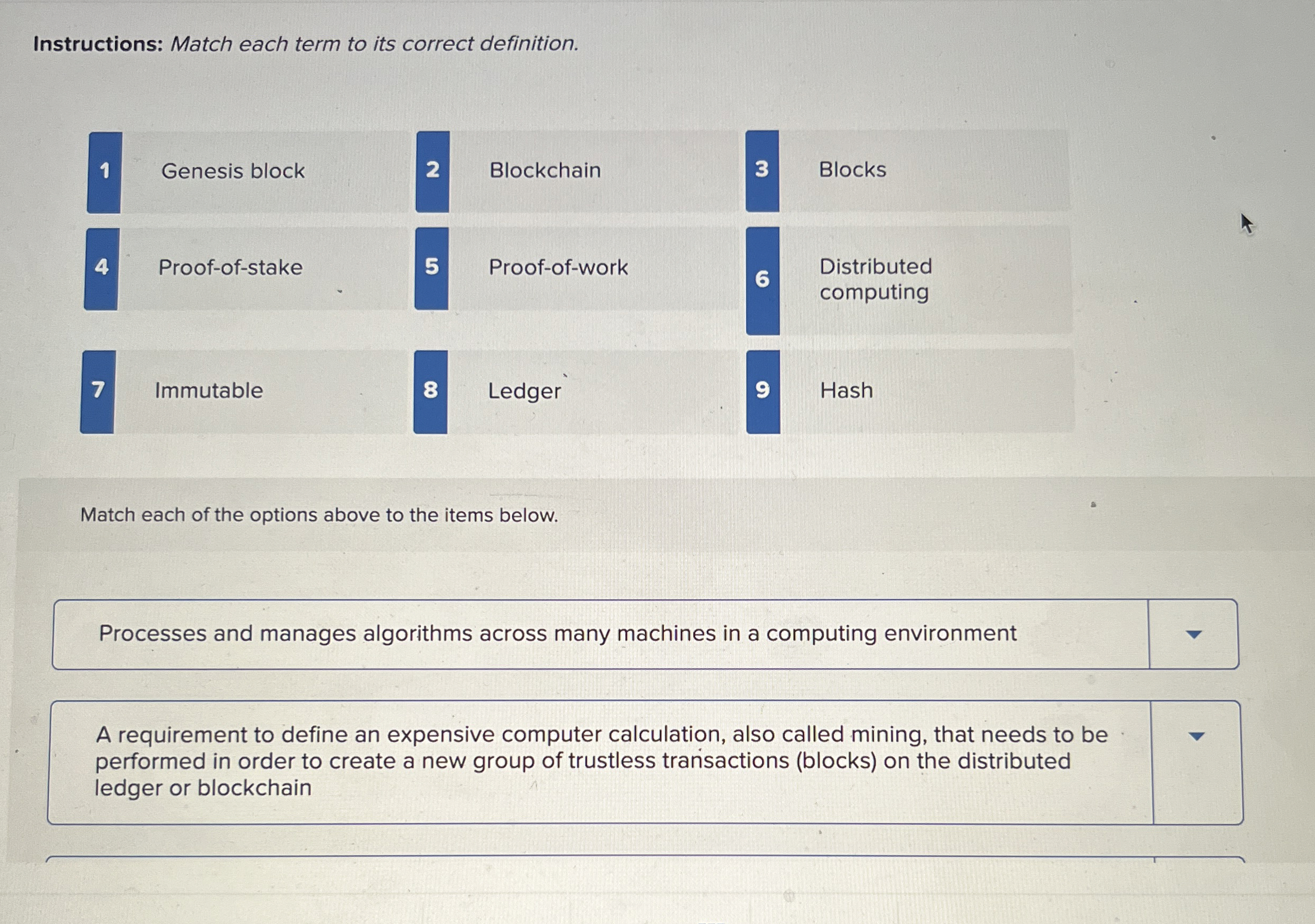 Instructions: Match each term to its correct