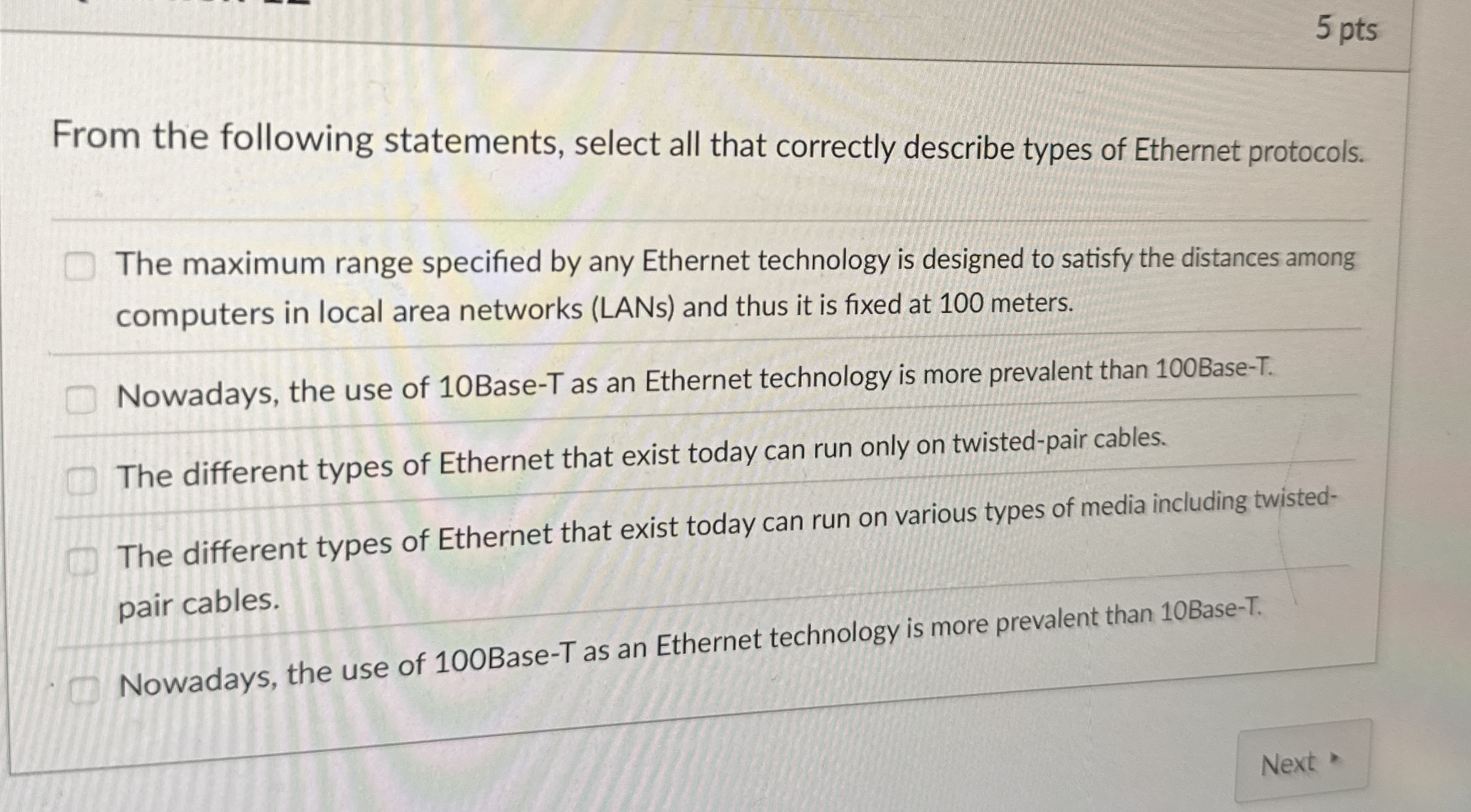 5 pts From the following statements, select all