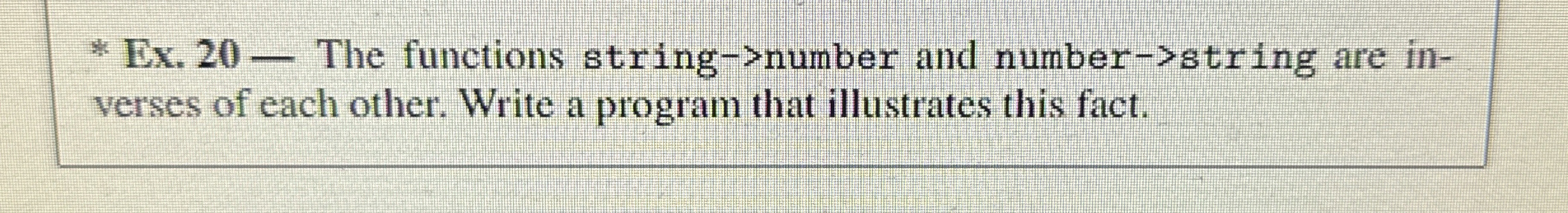 Ex . 2 0 - The functions string - > number and