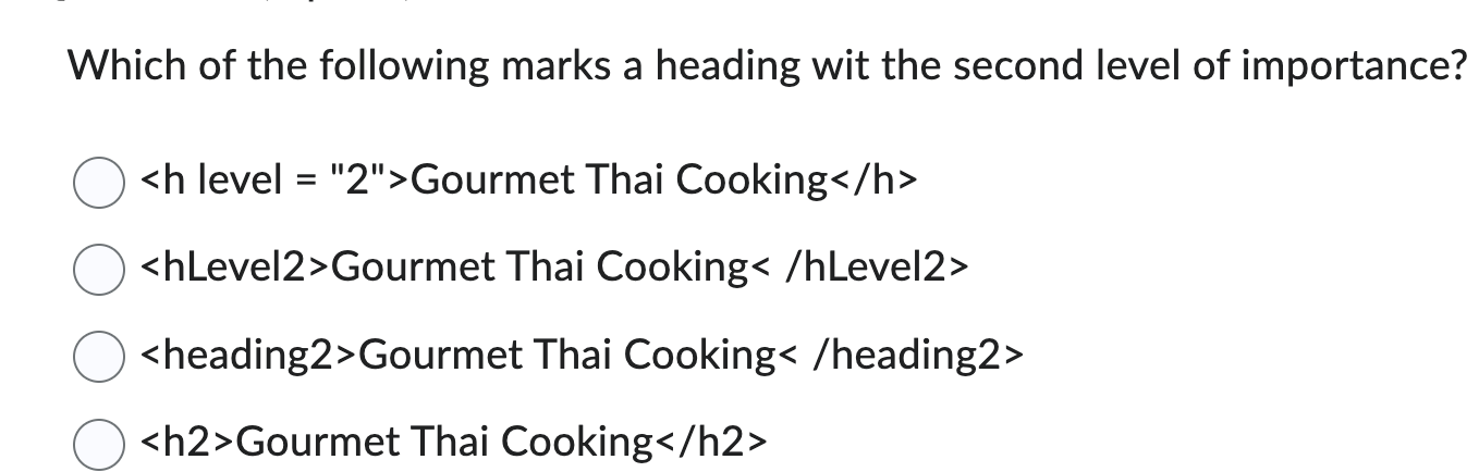 Which of the following marks a heading wit the