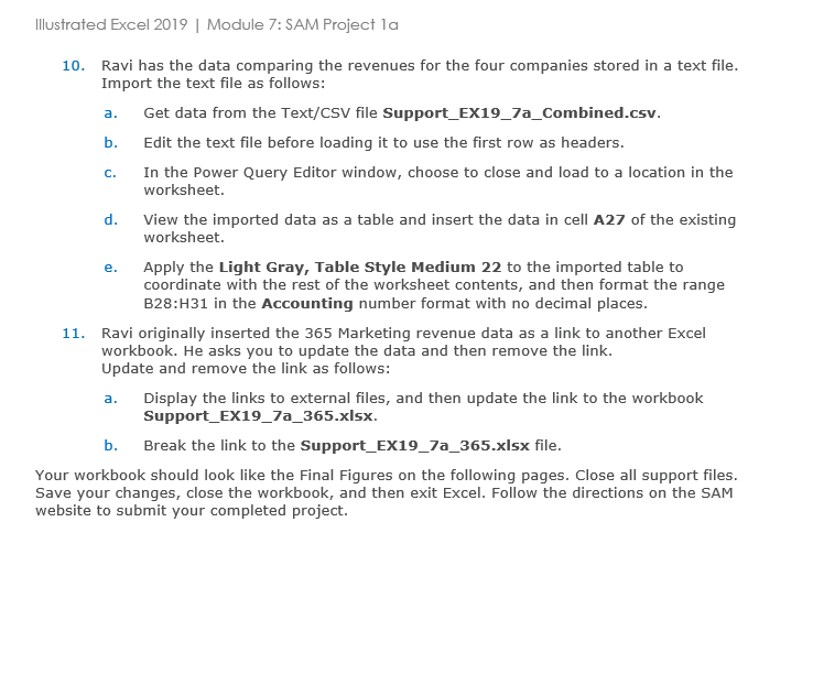 Illustrated Excel 2 0 1 9 | Module 7 : SAM