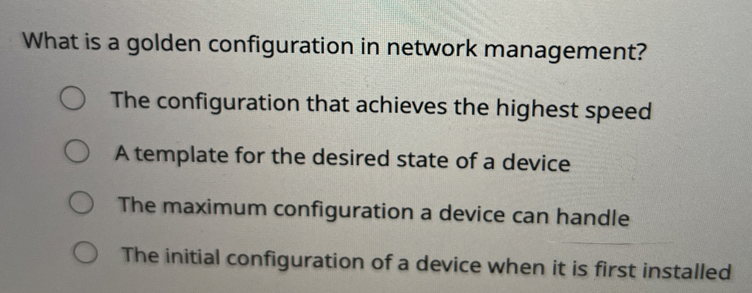 What is a golden configuration in network