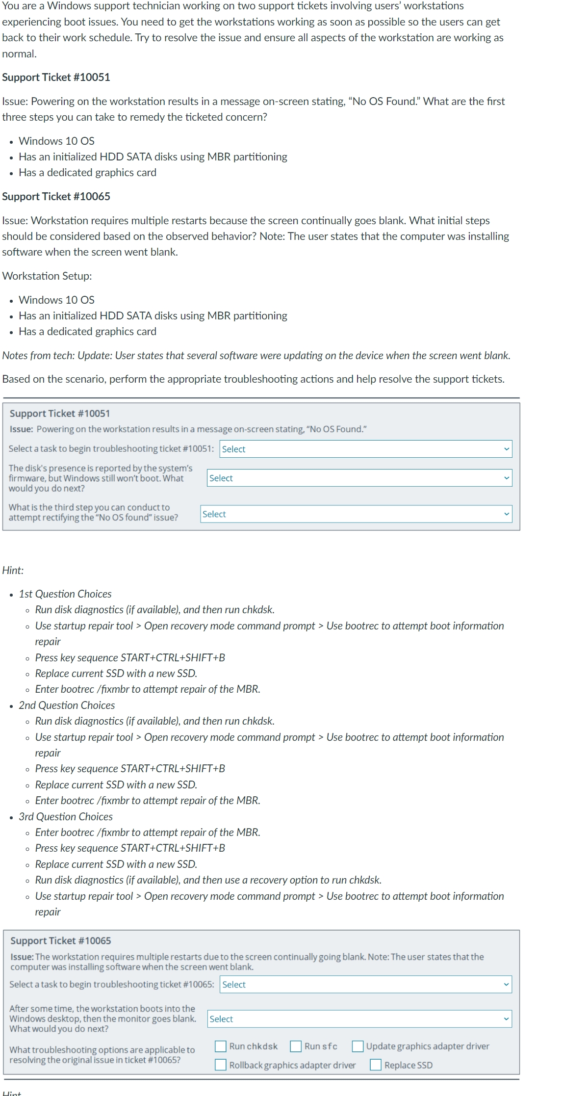 Support Ticket # 1 0 0 5 1 Issue: Powering on the