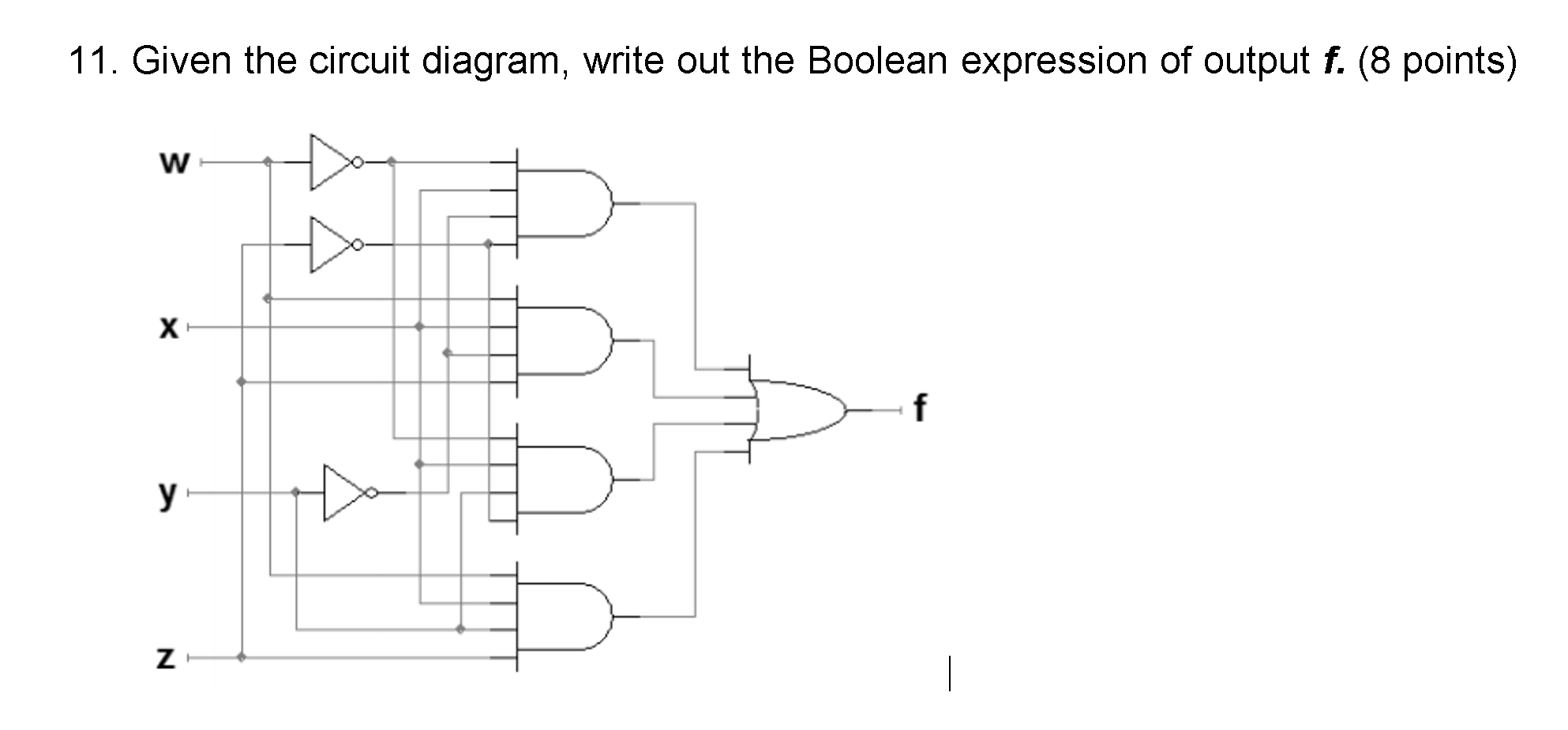 Given the circuit diagram, write out the Boolean