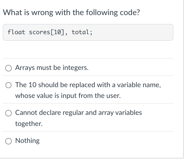 What is wrong with the following code? float