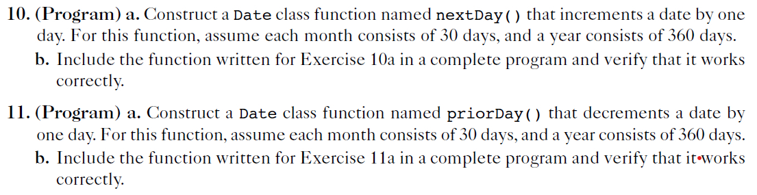( Program ) a . Construct a Date class function
