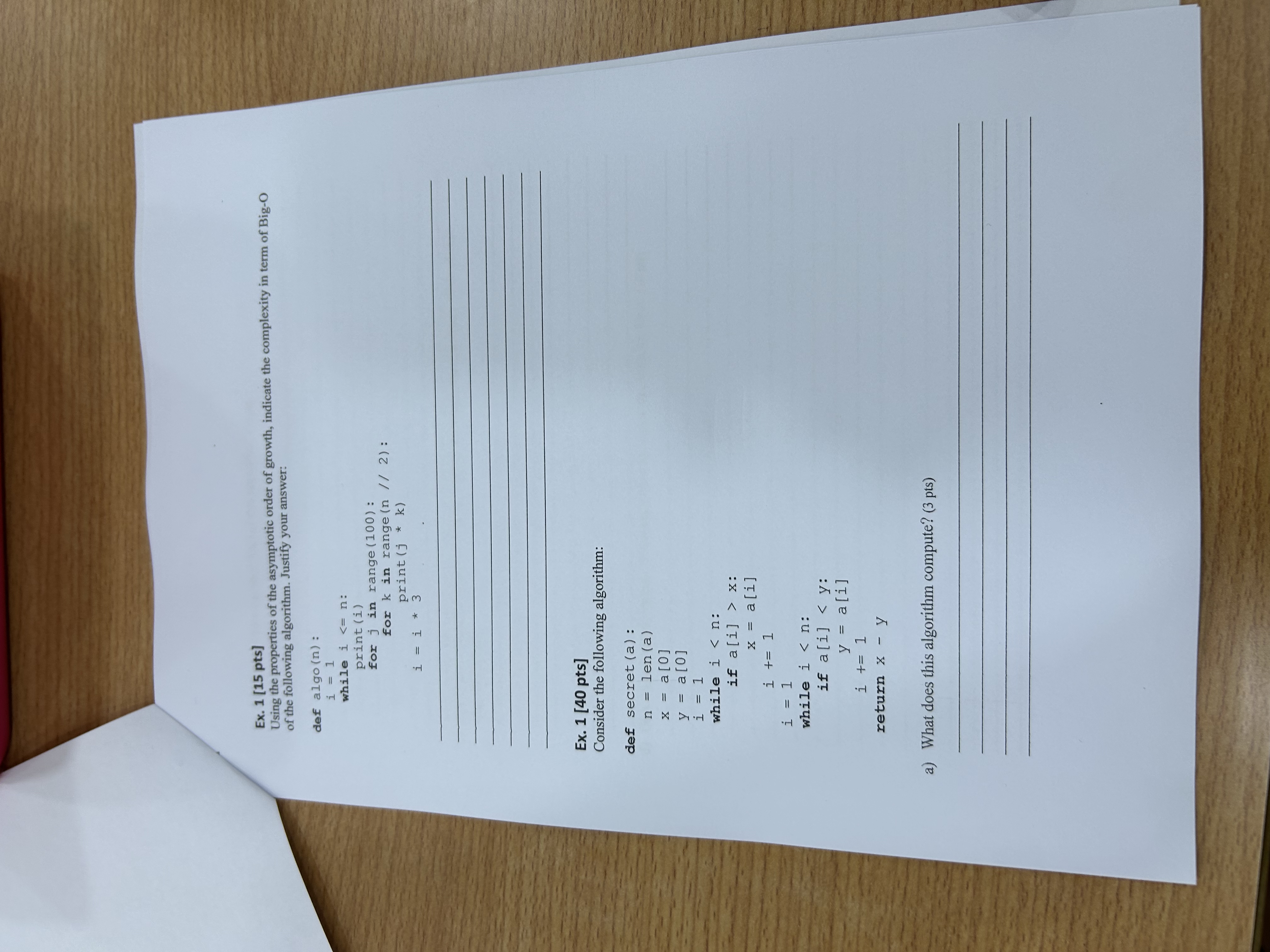 Ex . 1 [ 1 5 pts ] Using the properties of the