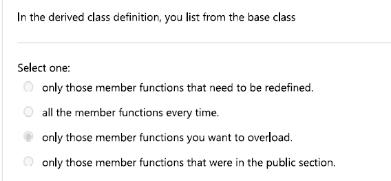 In the derived class definition, you list from