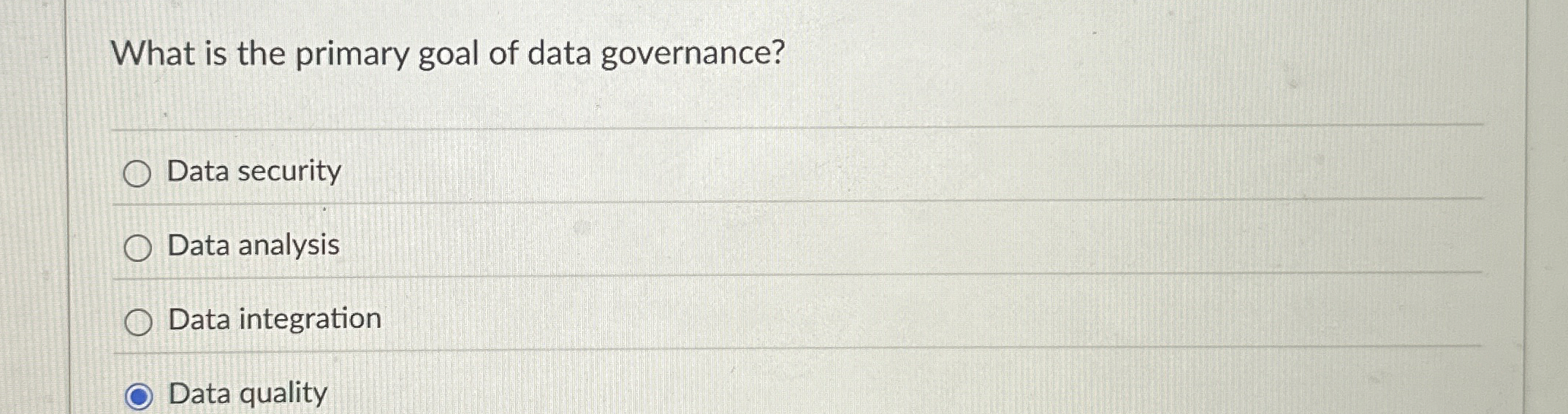 What is the primary goal of data governance? Data