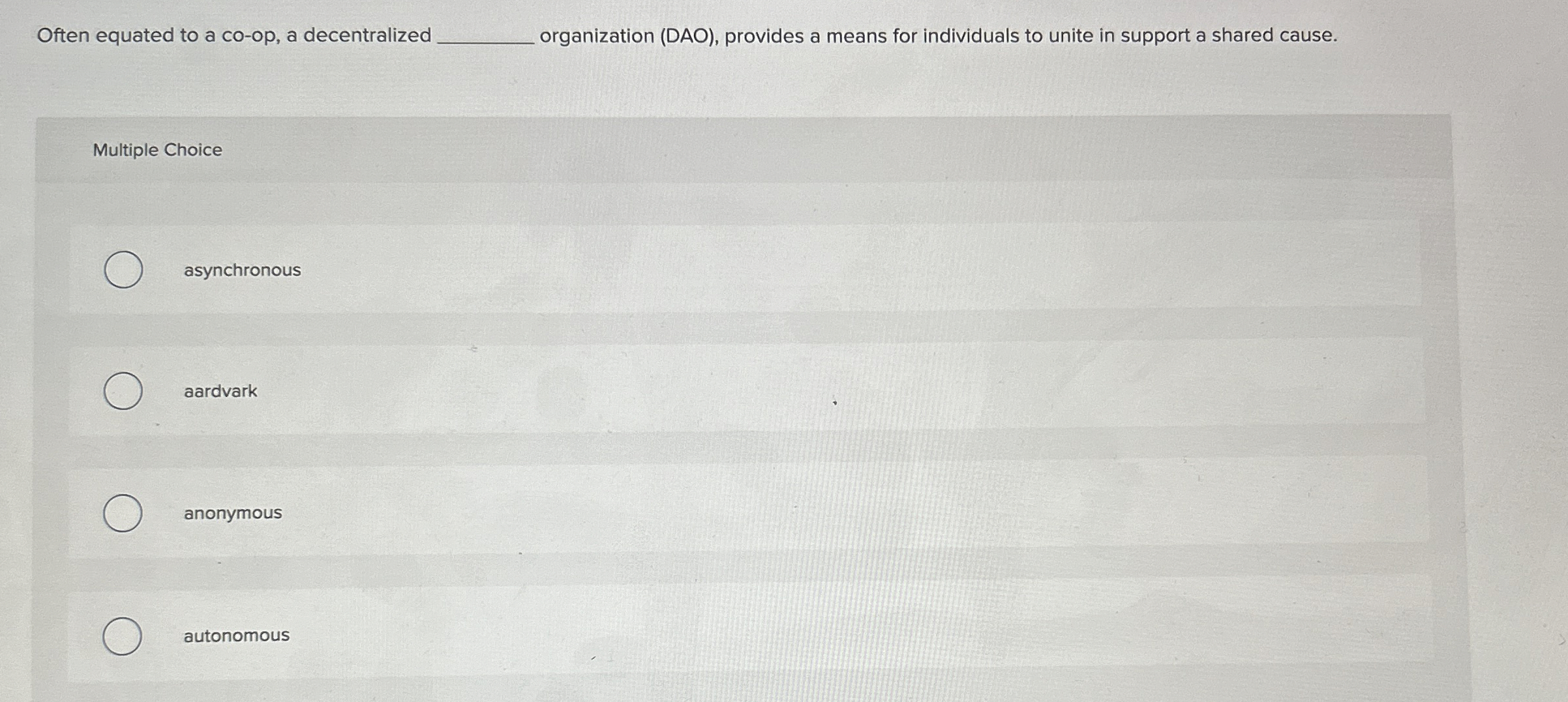 Often equated to a co - op , a decentralized