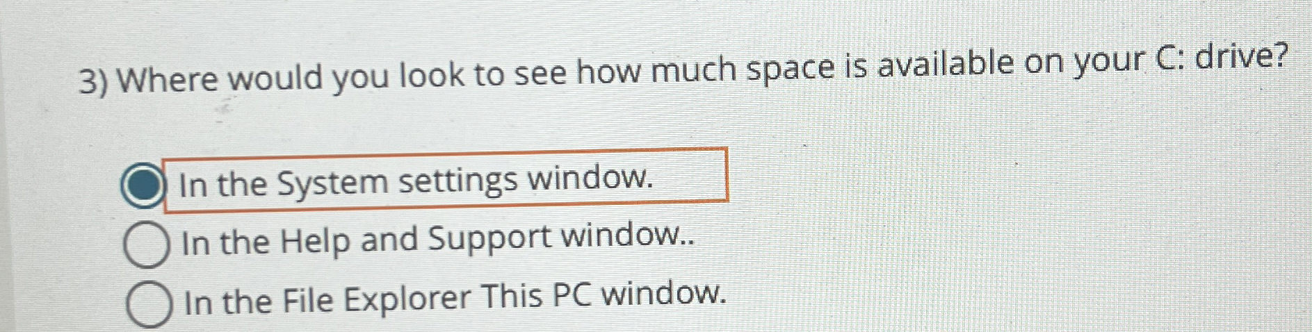 Where would you look to see how much space is