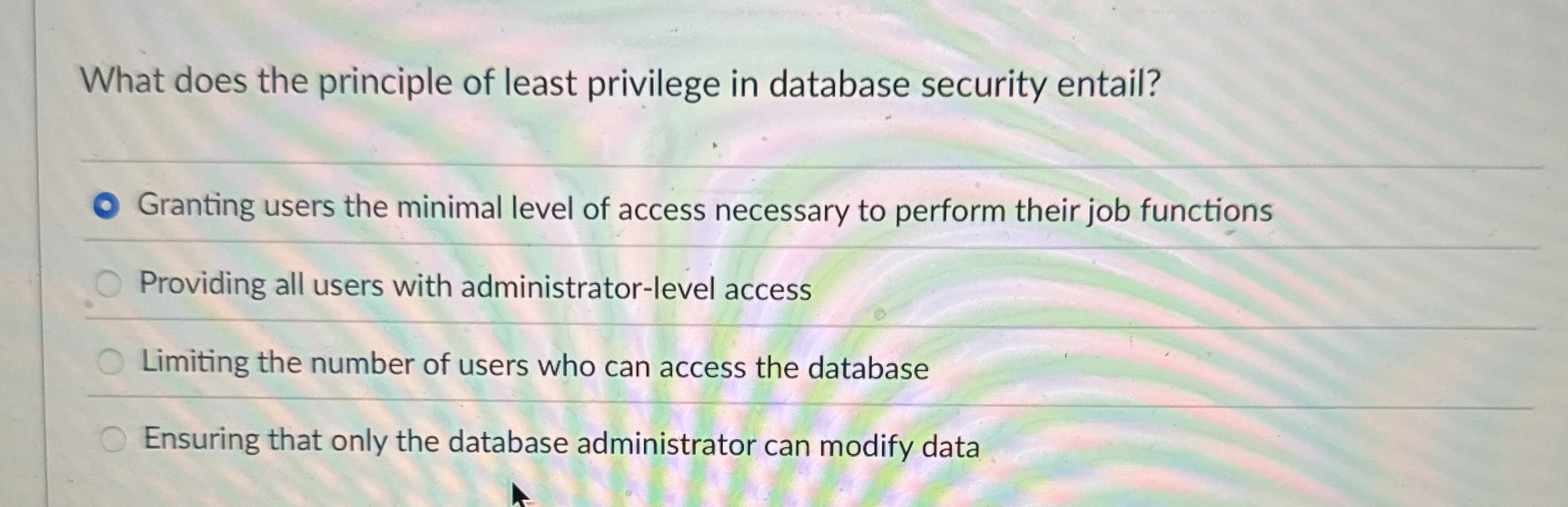 What does the principle of least privilege in