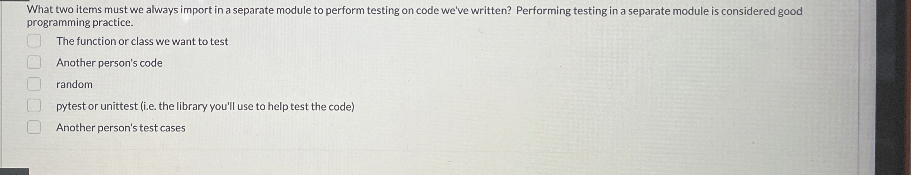 What two items must we always import in a