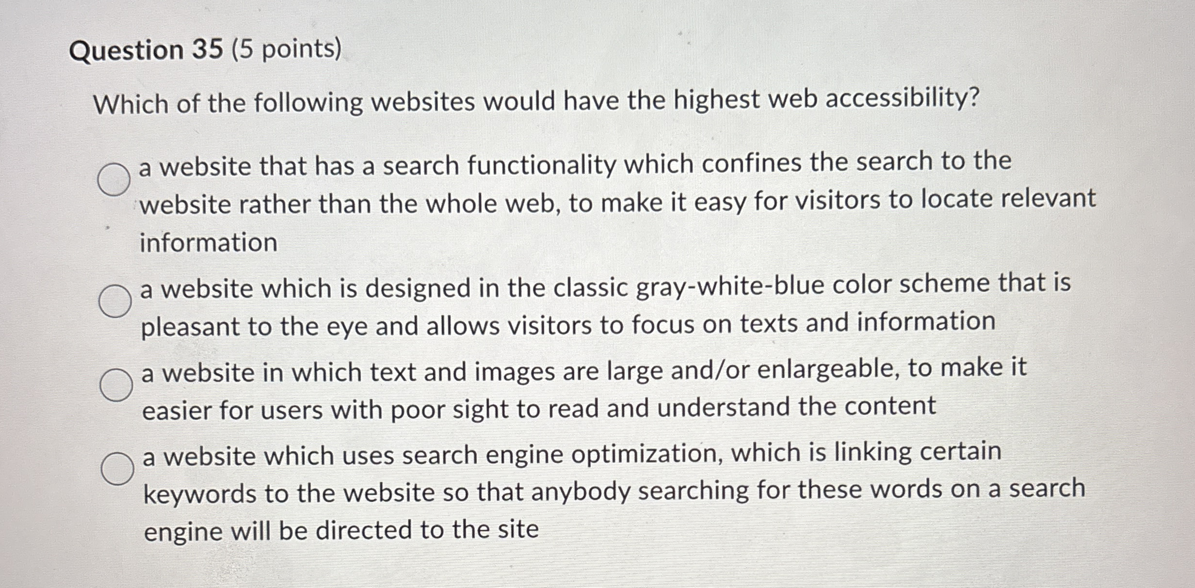 Question 3 5 ( 5 points ) Which of the following