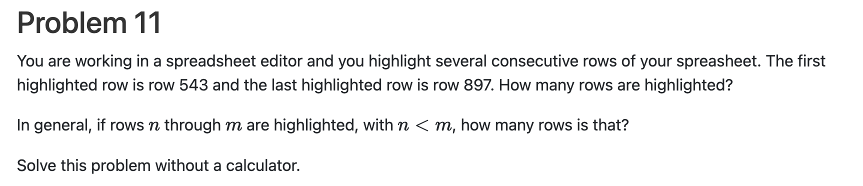 Problem 1 1 You are working in a spreadsheet
