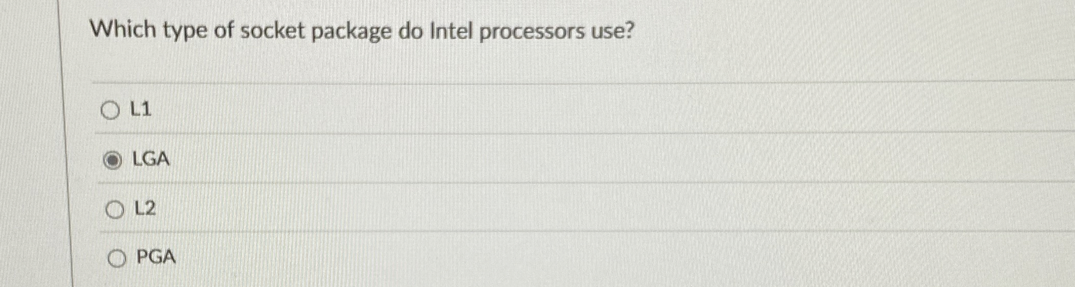 Which type of socket package do Intel processors