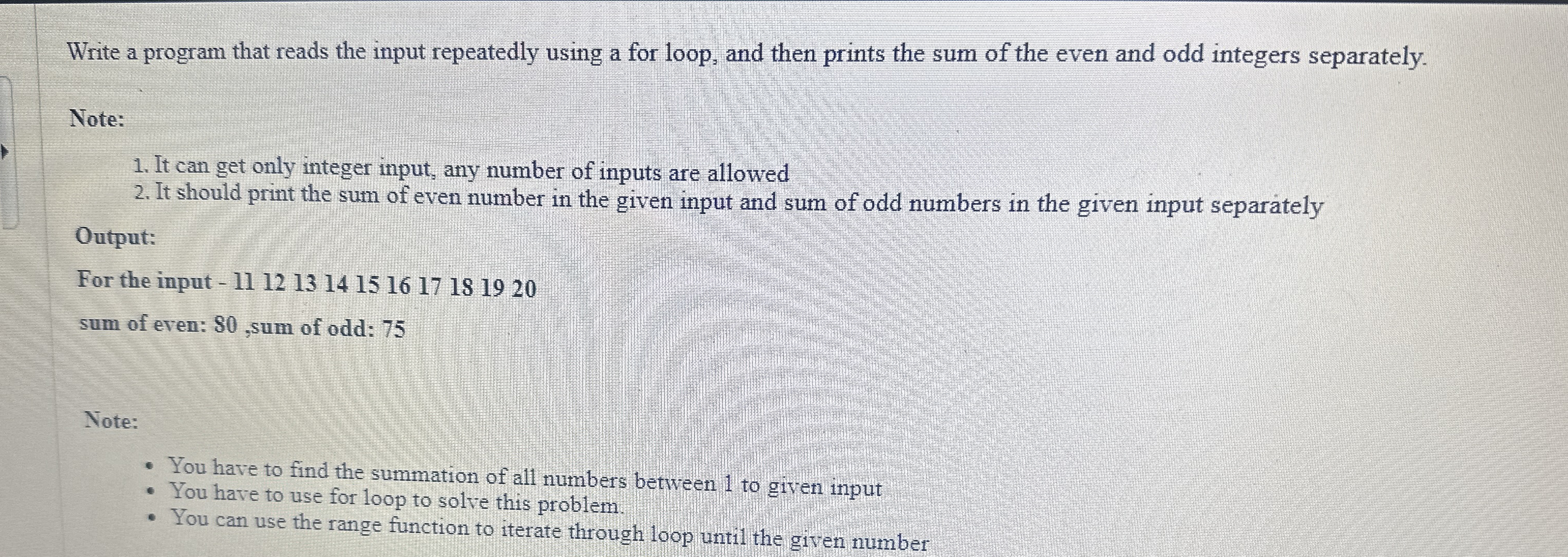 Write a program that reads the input repeatedly