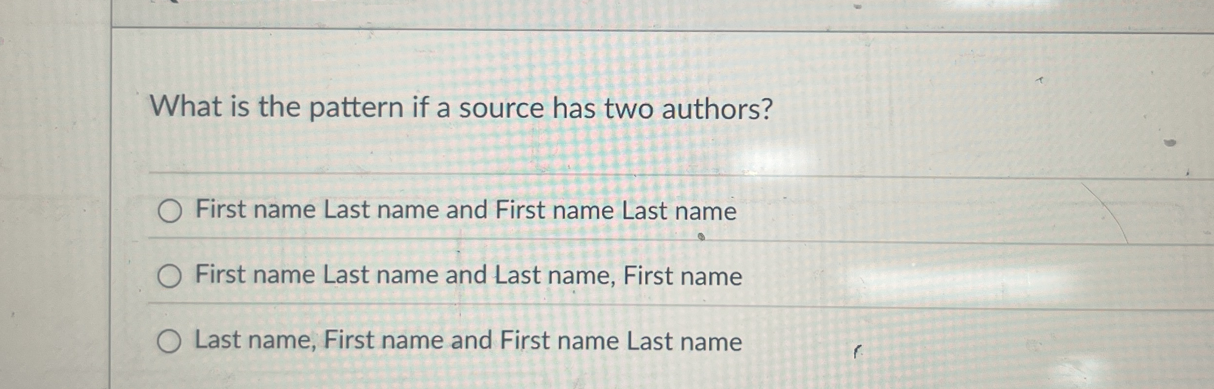 What is the pattern if a source has two authors?