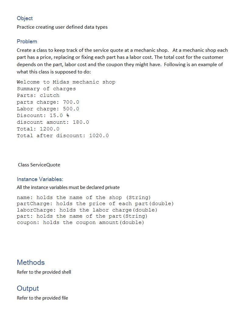 Object Practice creating user defined data types
