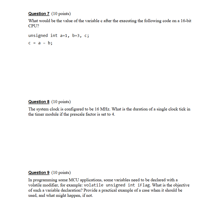 Question 7 ( 1 0 points ) What would be the value