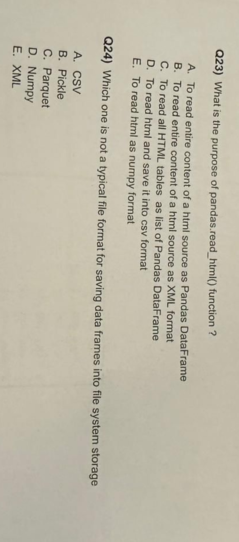 Q 2 3 ) What is the purpose of pandas.read _ html