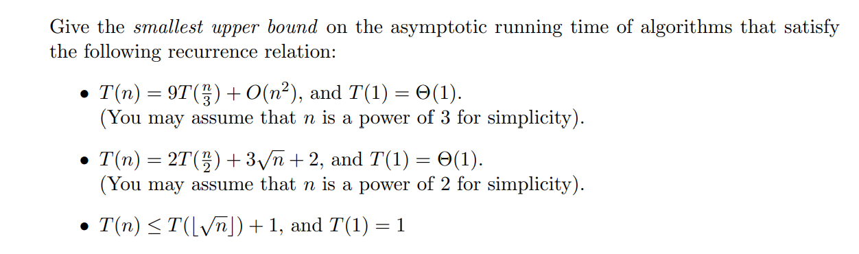 Give the smallest upper bound on the asymptotic