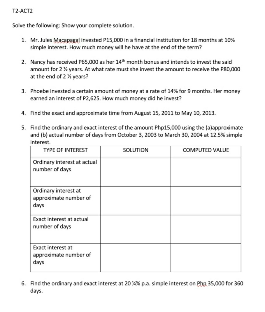 Provide your solution T2-ACT2 Solve the
