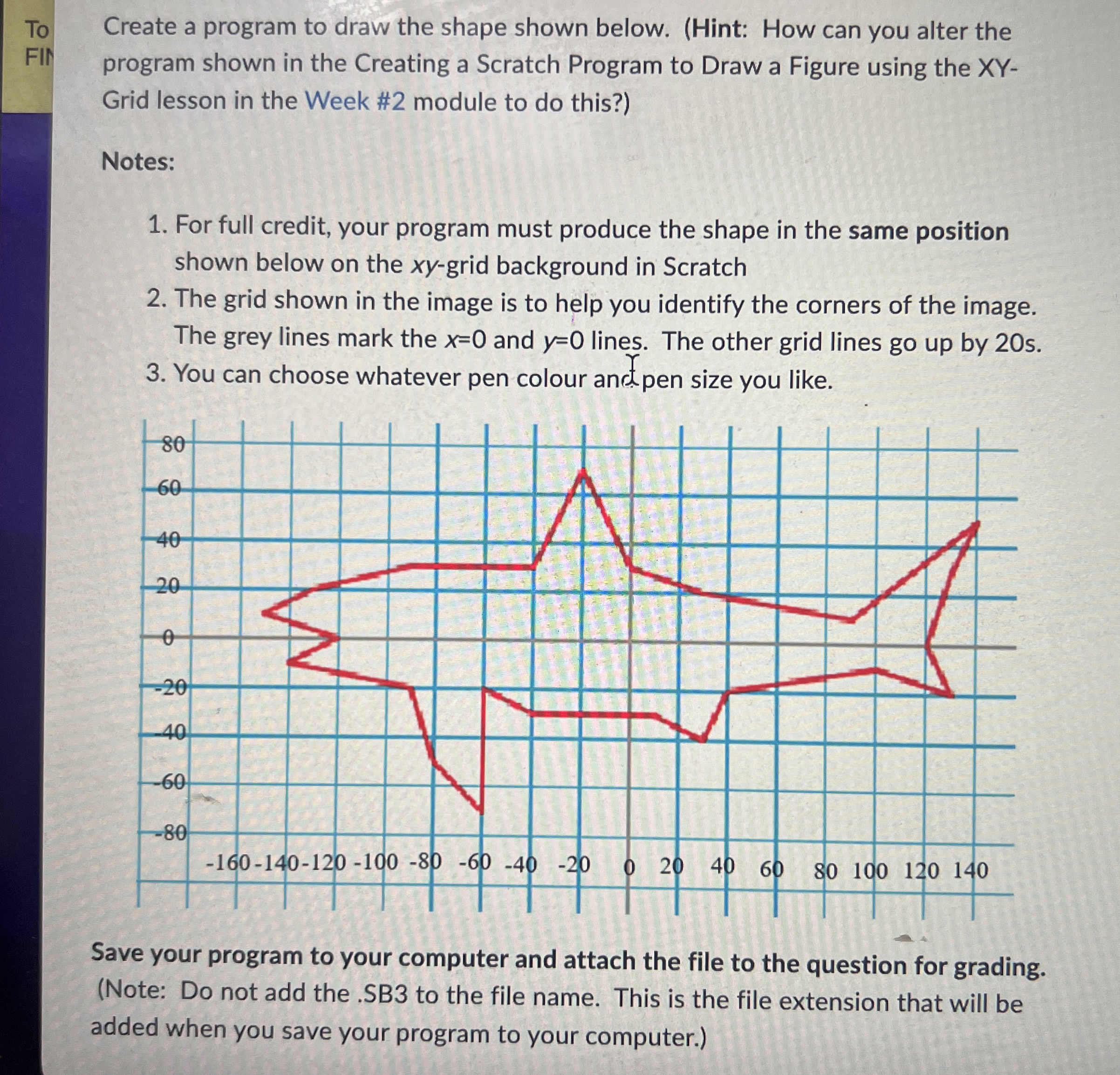 To Create a program to draw the shape shown