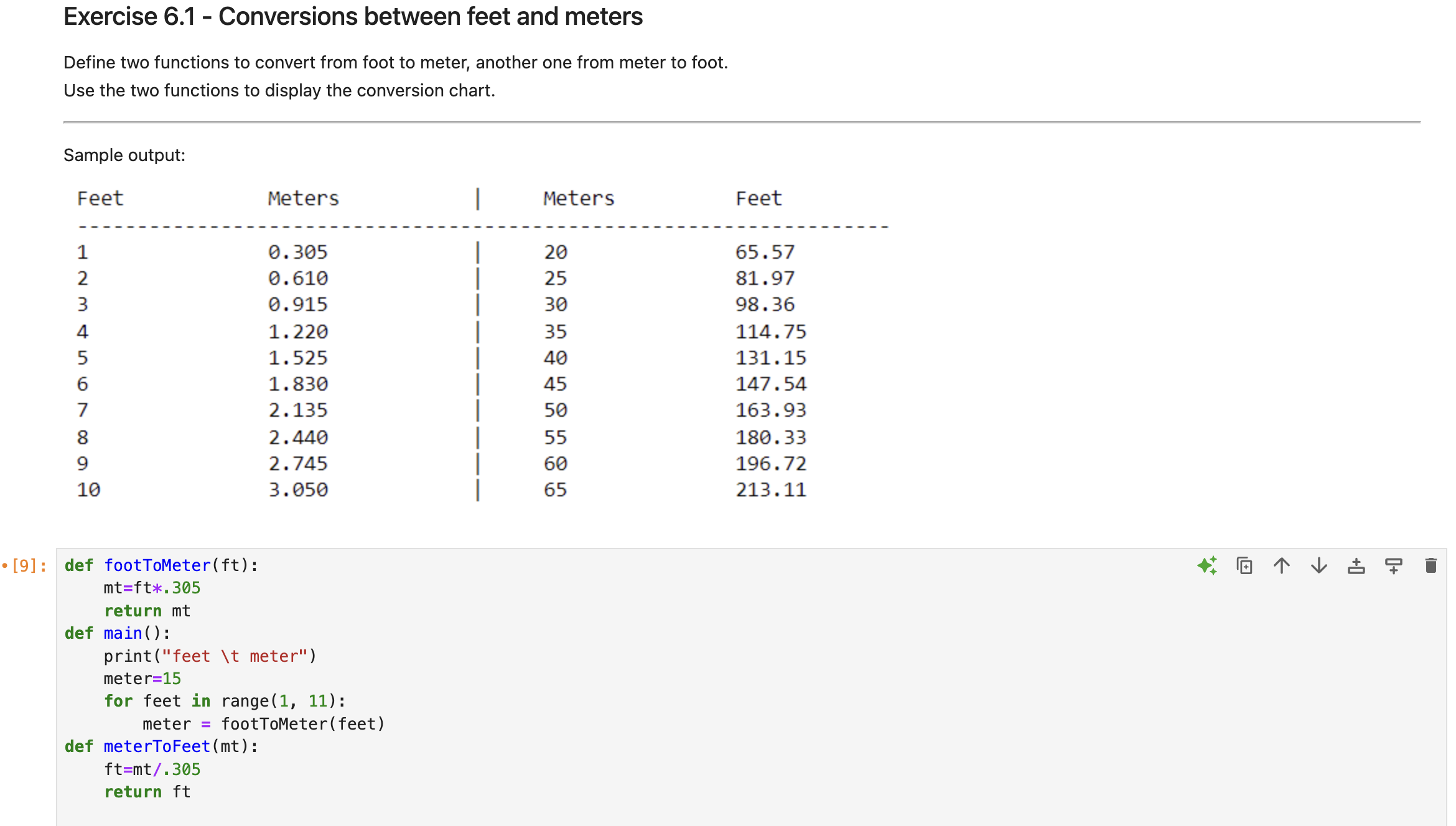 How do I finish it write in python? - [ 9 ] : def