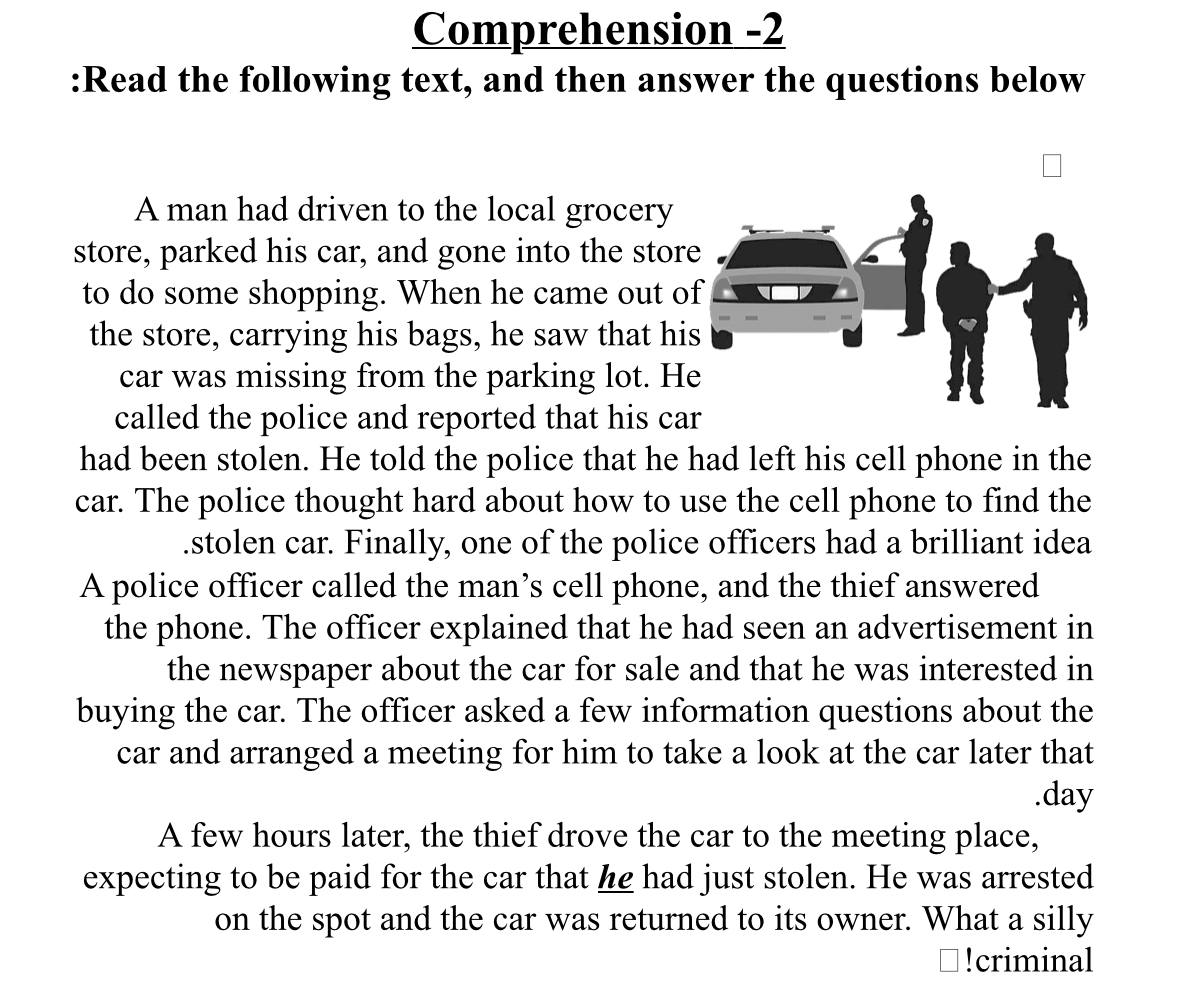 Comprehension - 2 :Read the following text, and