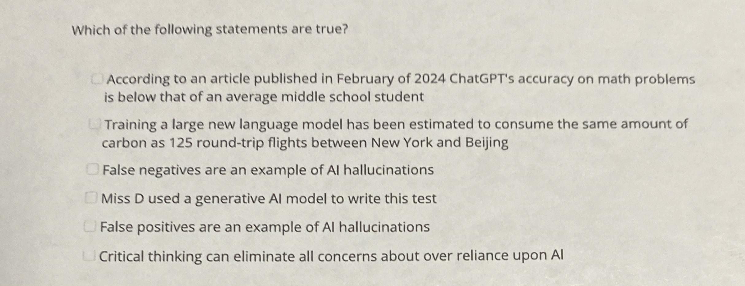 Which of the following statements are true?