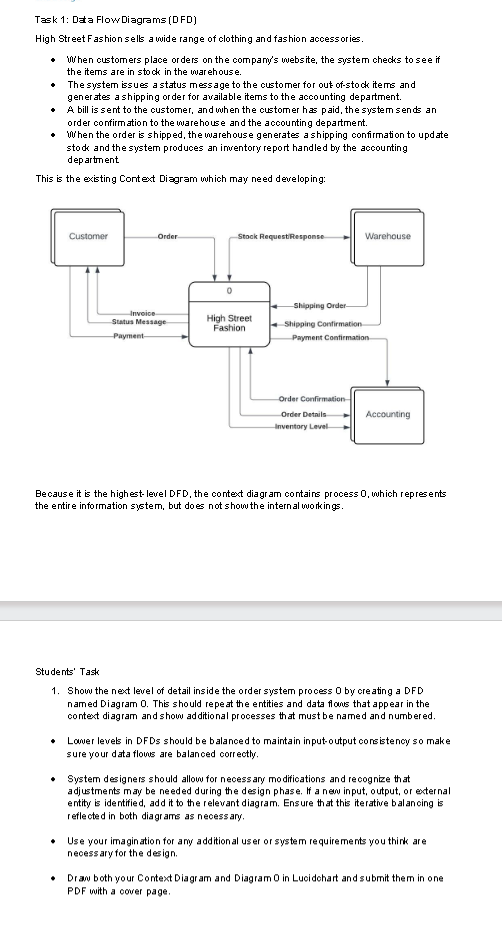 Task 1 : D a FlowDiagrams ( DFD ) High Street F
